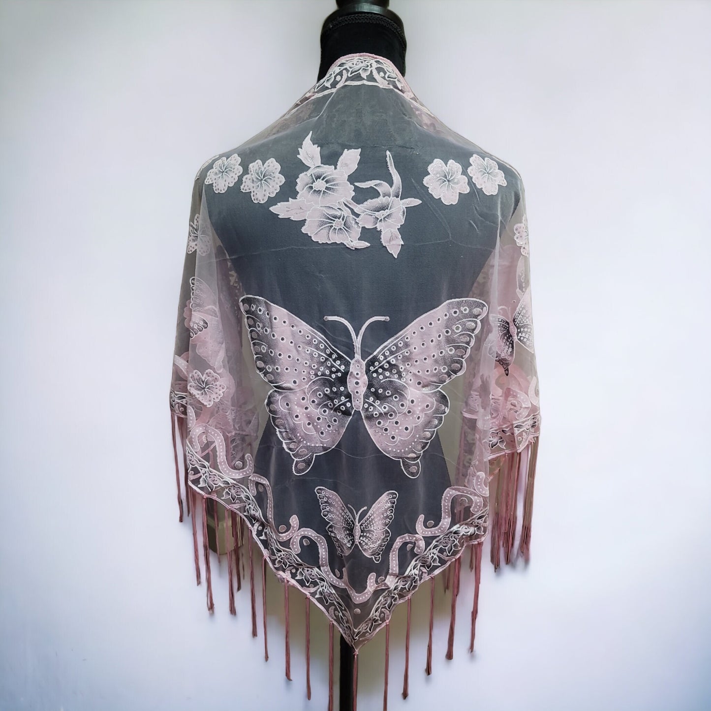 Butterfly floral pattern triangular scarf CHOOSE YOUR COLOR