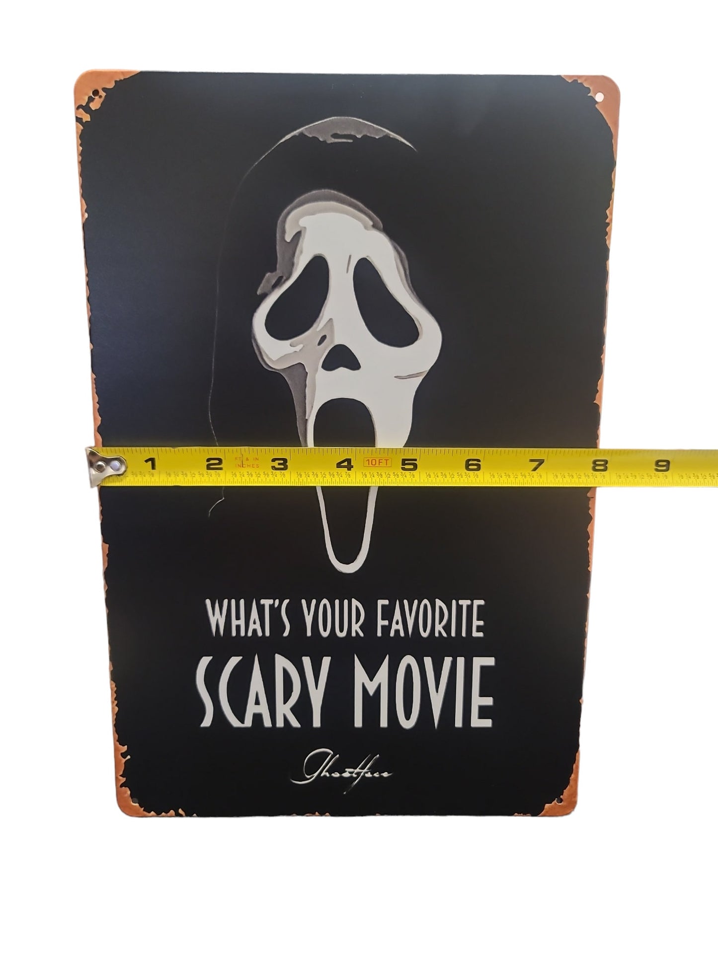 Scream metal tin sign what's your favorite scary movie Ghostface horror movie
