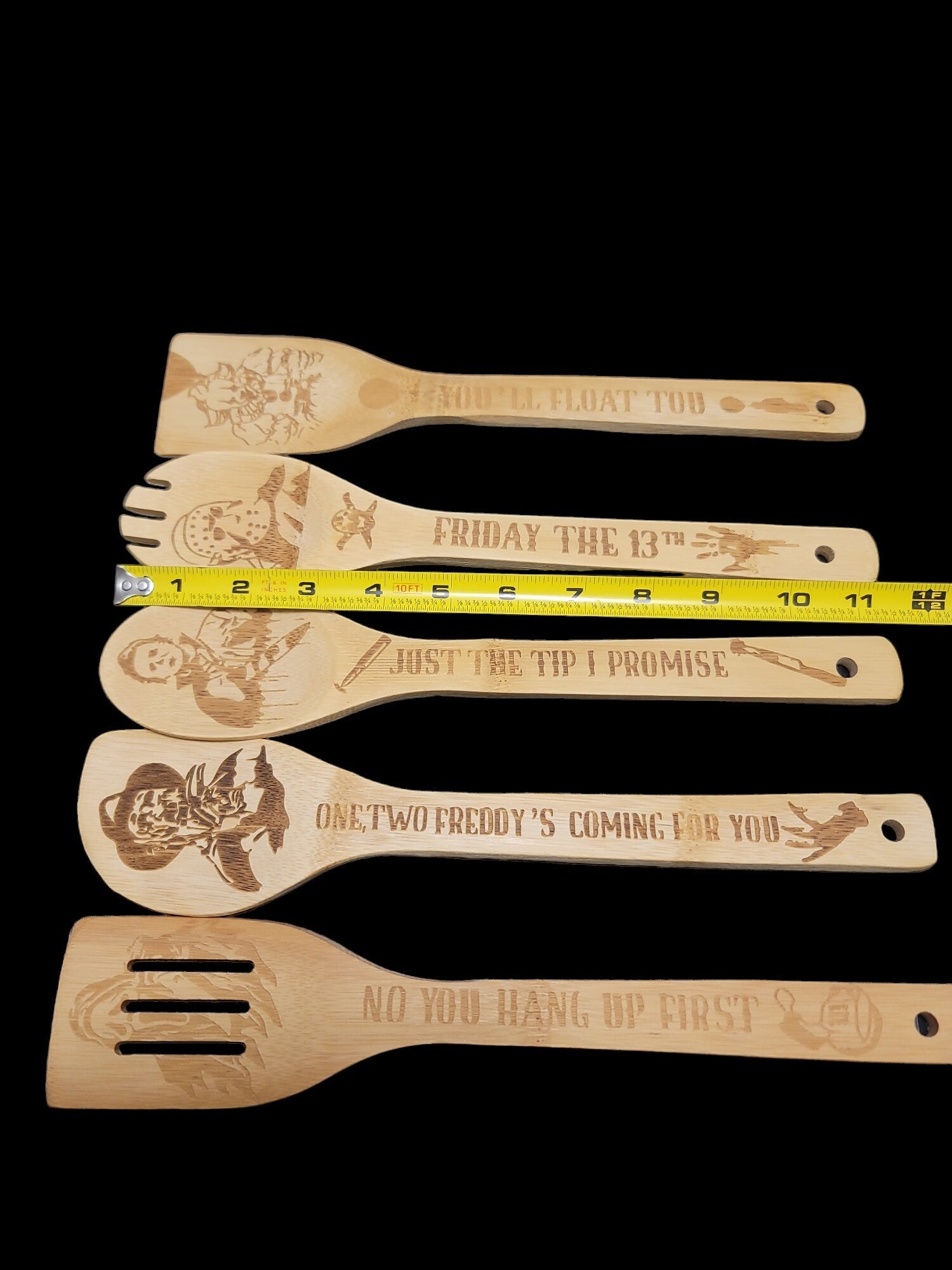 Horror bamboo kitchen utensils 5pc set