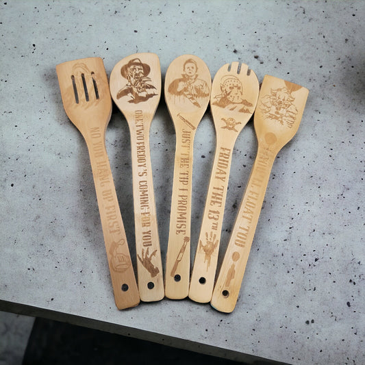 Horror bamboo kitchen utensils 5pc set