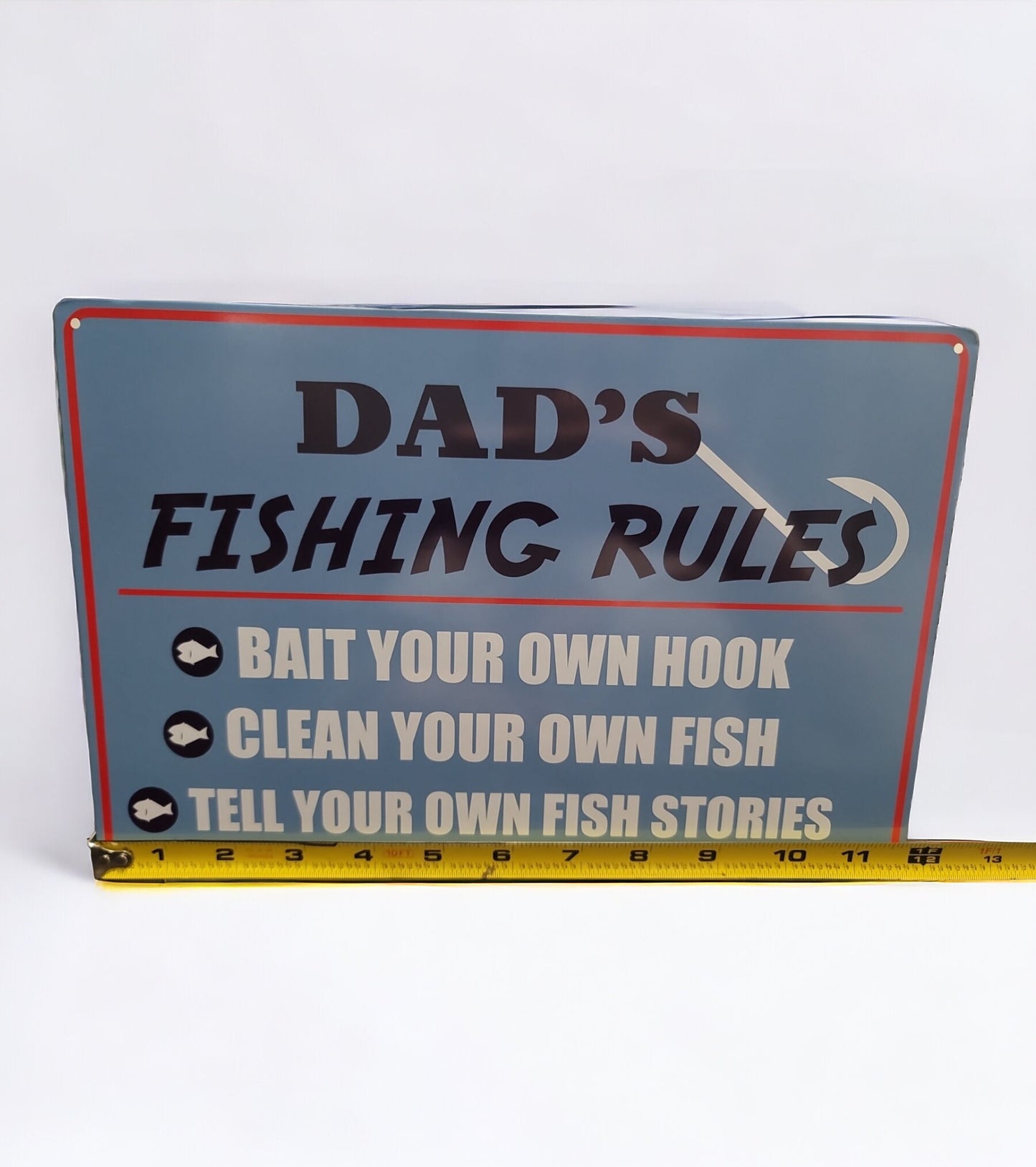 Dad's fishing rules metal tin sign