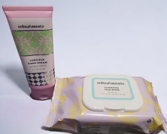 Refreshments Hand Lotion And Cleansing Face wipes